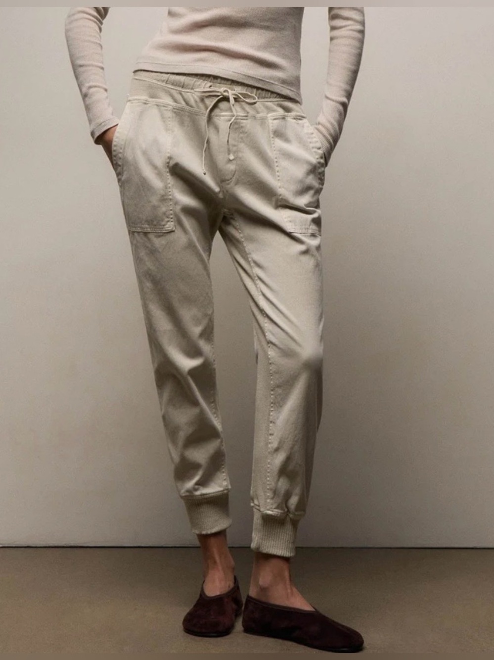 James Perse Women’s Mixed Media Pants in Talc Size 2/ Medium